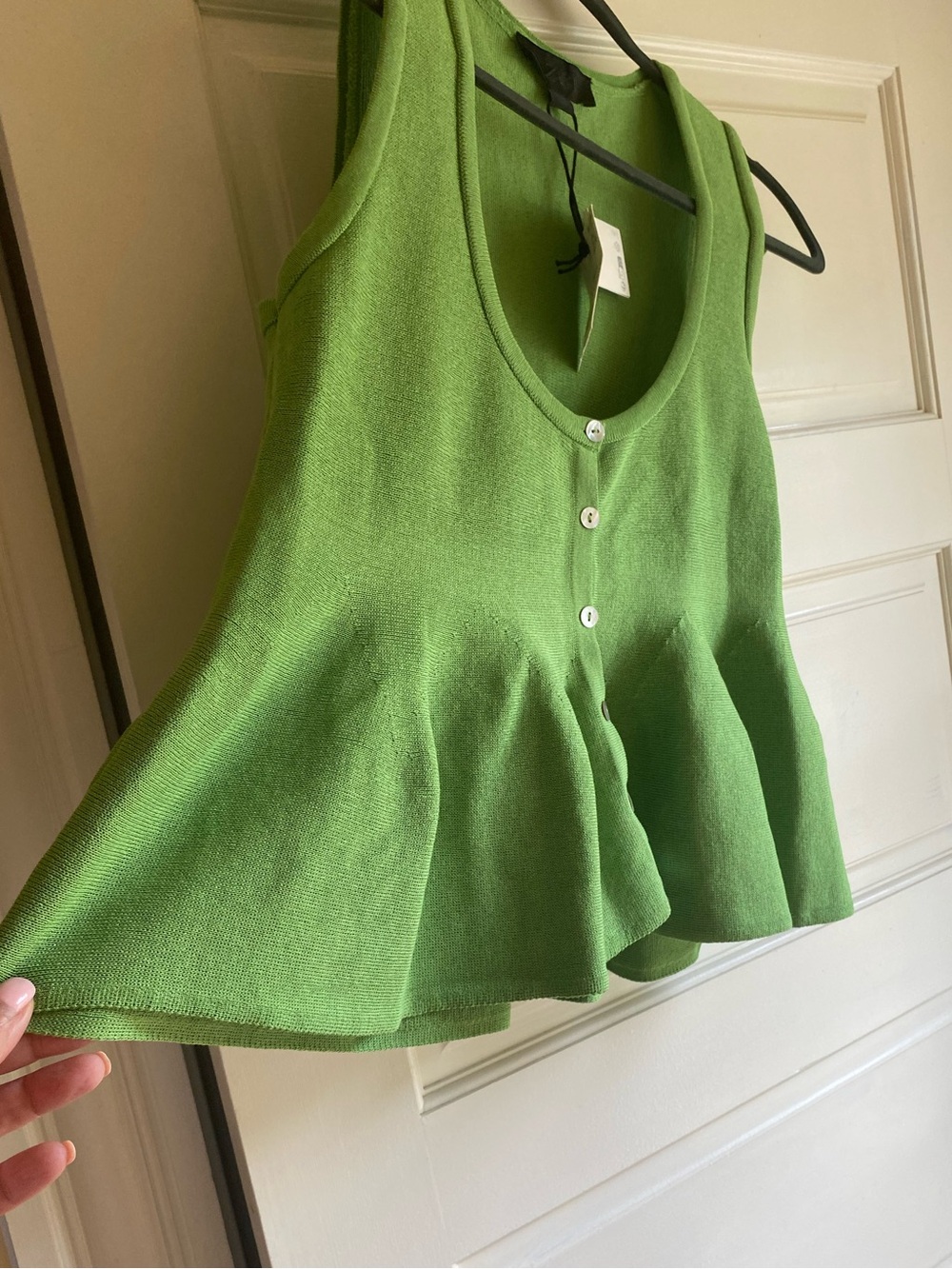 NWT Zara Chartreuse Green Sleeveless Knit Button Front Peplum Top Size S - Picture 12 of 16